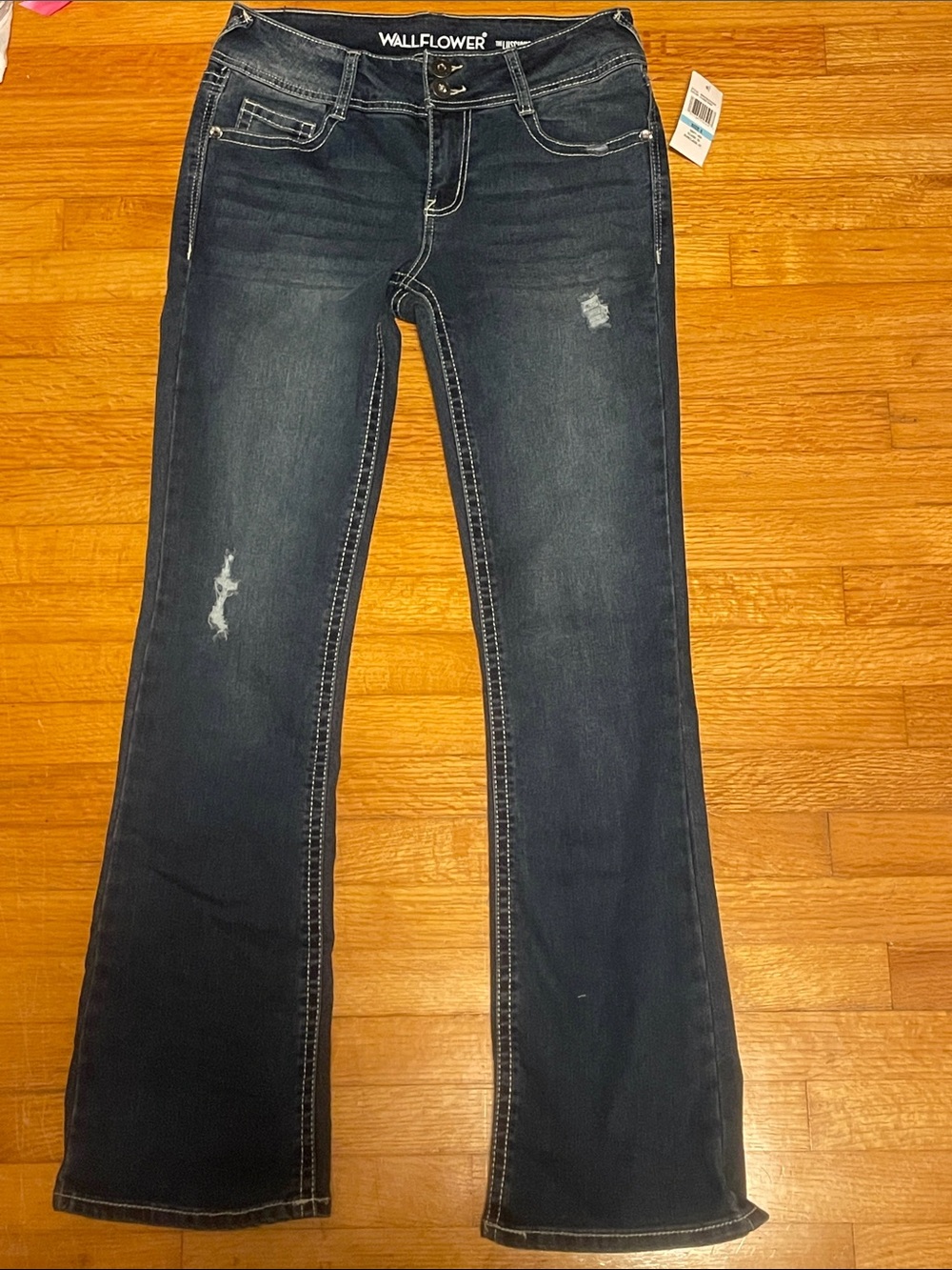 Wallflower Dark Wash Flared Jeans - Dark Blue